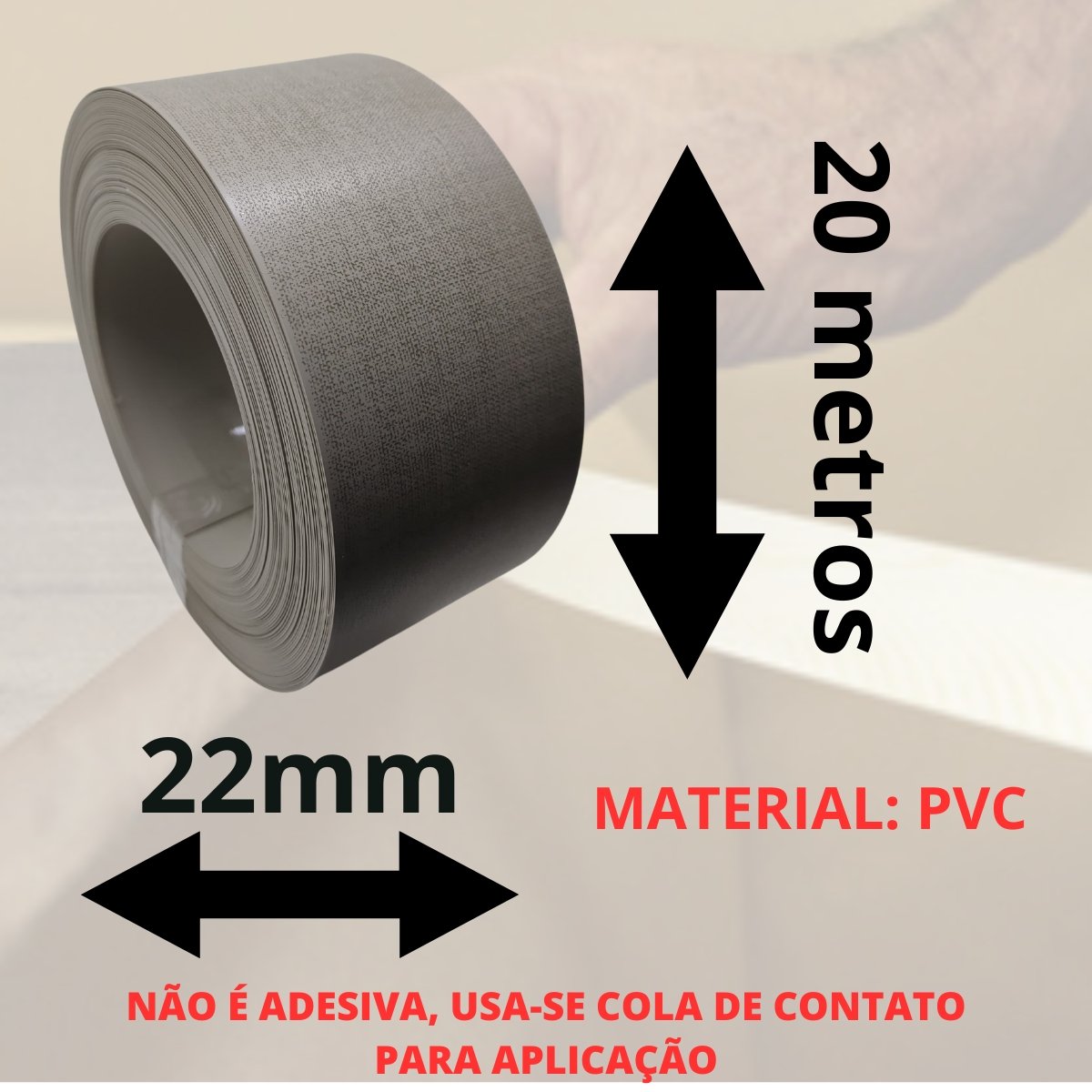 Fita de Borda para Mdf Tessila 22mm X 20m Moveis Madeirado Acabamento Greenplac - 3