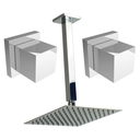 Ver imagem 1 de Kit Chuveiro Teto Quadrada 20x20cm Cromada Inox e 2 Acabamento