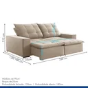 Ver imagem 3 de Sofá 4 Lugares Retrátil e Reclinável Super Pilow 230cm Paris Veludo  