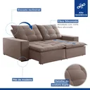 Ver imagem 6 de Sofá 4 Lugares Retrátil e Reclinável Super Pilow 250cm Paris Veludo  