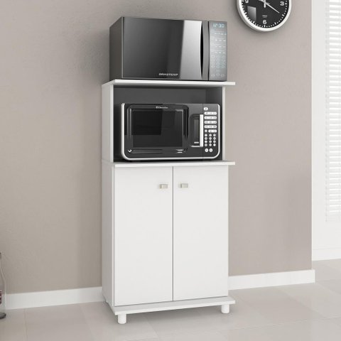 Balcão Para Forno E Microondas Com 2 Portas Cr20007 Branco