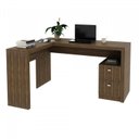 Ver imagem 7 de Conjunto 2 Peças com Mesa para Escritório em L e Armário Multiuso Baixo Marrom