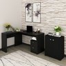 Kit 2 Peças com Mesa para Escritório em L e Armário Multiuso Baixo - 1