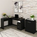 Ver imagem 1 de Conjunto 2 Peças com Mesa para Escritório em L e Armário Multiuso Baixo Preto