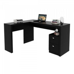 Kit 2 Peças com Mesa para Escritório em L e Armário Multiuso Baixo - 2