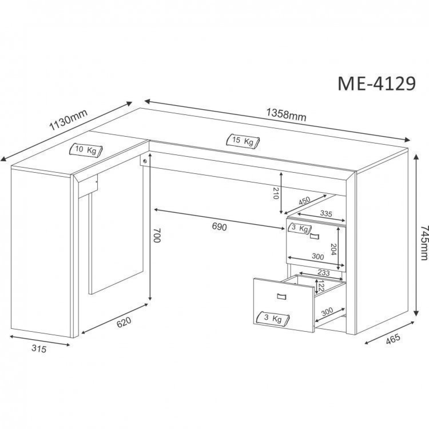 Conjunto Home Office 2 Peças 1 Mesa para Escritório em L com 1 Balcão Espresso Móveis - 4