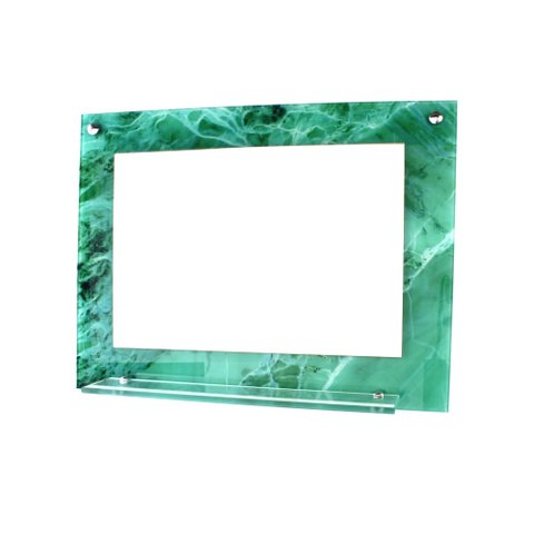 ESPELHO PARA BANHEIRO COM PRATELEIRA 60CM X 45CM MÁRMORE VERDE