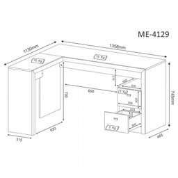 Kit 2 Peças com Mesa para Escritório em L e Armário Multiuso Baixo - 6