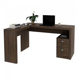 Kit 2 Peças com Mesa para Escritório em L e Armário Multiuso Baixo - 2