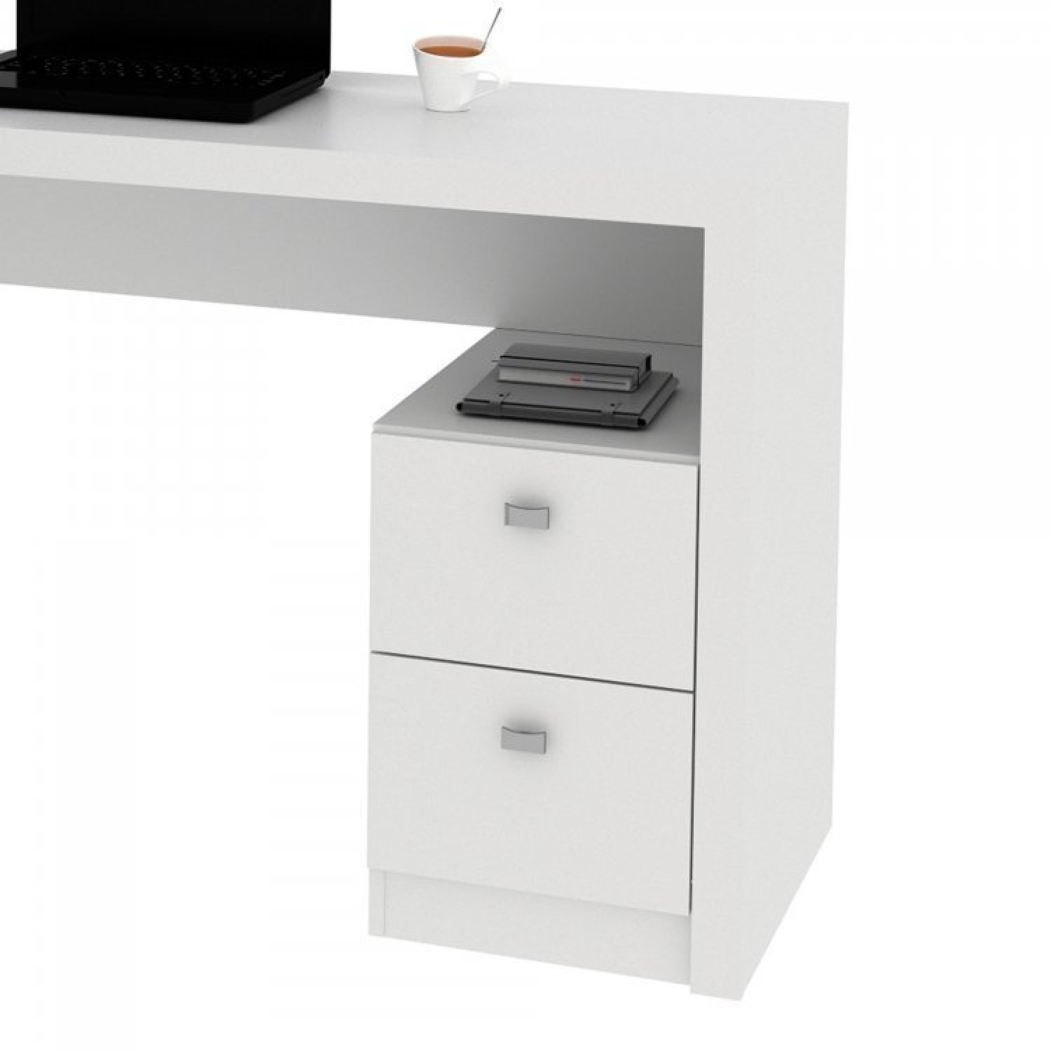 Conjunto Home Office 2 Peças 1 Mesa para Escritório em L com 1 Estante Espresso Móveis - 9