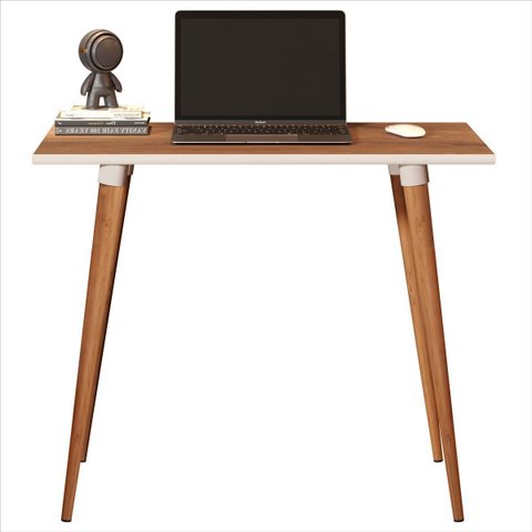 Escrivaninha Classic Mdf Pés Madeira Retrô Freijó - Dwr