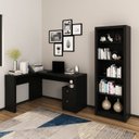 Ver imagem 1 de Conjunto 2 Peças com Mesa para Escritório em L e Estante Livreiro Preto