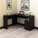 Ver mais imagens de Conjunto 2 Peças com Mesa para Escritório em L e Estante Livreiro Preto