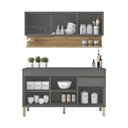 Ver imagem 4 de Kit Balcão de Pia sem Tampo e Aereo 150 Cm 6 Portas 1 Gaveta Line - Gris/gris/cp-freijó