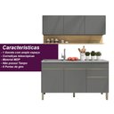 Ver imagem 6 de Kit Balcão de Pia sem Tampo e Aereo 150 Cm 6 Portas 1 Gaveta Line - Gris/gris/cp-freijó