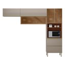 Ver imagem 2 de Cozinha Completa Modulada com Aéreo 3 Peças MDF Proença Bege/Nogueira/Nude Prime