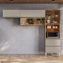 Ver imagem 1 de Cozinha Completa Modulada com Aéreo 3 Peças MDF Proença Bege/Nogueira/Nude Prime