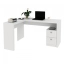 Ver imagem 5 de Conjunto 2 Peças com Mesa para Escritório em L e Armário Multiuso Baixo 3 Portas Branco