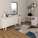 Ver imagem 1 de Conjunto 2 Peças com Mesa para Escritório em L e Armário Multiuso Baixo 3 Portas Branco