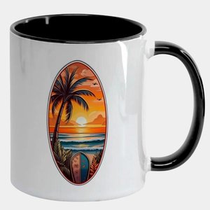 Caneca Branca com Interna Preta Y5 Prancha 2 Sol Mar Praia