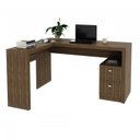 Ver imagem 5 de Conjunto 2 Peças com Mesa para Escritório em L e Armário Multiuso Baixo 3 Portas