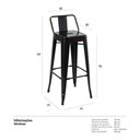 Ver imagem 7 de Kit 2 Banquetas Altas Industriais Pretas em Aço 76cm com Encosto – Iron Tolix