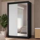 Ver imagem 1 de Guarda-roupa Solteiro 2 Portas de Correr com Espelho 4 Gavetas Preto/branco Vivare Plus Madesa