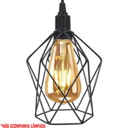 3 Pendentes Aramado Cálice P Luminária Lustre Teto Retrô Vintage Industrial Balcão Preto - 3