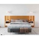 Ver imagem 3 de Cabeceira Ripado para Cama de Casal/queen Maracá Nature com 2 Mesa de Cabeceira Jatobá com Led Offwh