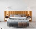 Ver imagem 3 de Cabeceira Ripado para Cama de Casal/queen Maracá Nature com 2 Mesa de Cabeceira Jatobá com Led Offwh