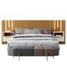 Cabeceira Ripado para Cama de Casal/queen Maracá Nature com 2 Mesa de Cabeceira Jatobá com Led Offwh - 2