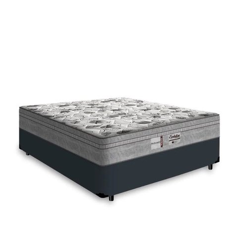 Cama Box Viúva Tecido Sintético Preto com Colchão de Molas Ensacadas Evolution - Probel - 72x128x188