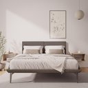 Ver imagem 1 de Base Box Cama Japonesa Toquio King com Cabeceira Almofada Linho Marrom - Cor: Marrom