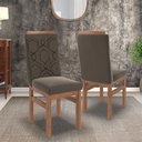 Ver mais imagens de Conjunto Sala de Jantar Mesa 90x160cm Tampo Vidro com 6 Cadeiras Madeira Maciça Tecido Joli Marrom/Canela/Off White