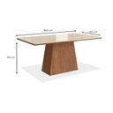 Ver imagem 3 de Conjunto Sala de Jantar Mesa 90x160cm Tampo Vidro com 6 Cadeiras Madeira Maciça Tecido Joli Marrom/Canela/Off White