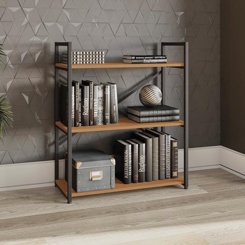 Estante Baixa Kappesberg 3 Prateleiras Industrial Canela/preto Fosco 85cm X 72cm