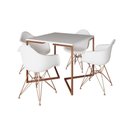 Ver imagem 6 de Mesa Jantar Industrial Branca 90Cm Quadrada Base Cobre V Com 4 Poltronas Brancas Pés Co Cor: Branco