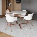 Ver imagem 1 de Mesa Jantar Industrial Branca 90Cm Quadrada Base Cobre V Com 4 Poltronas Brancas Pés Co Cor: Branco
