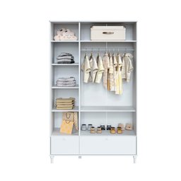 Quarto Bebê Completo Berço Cômoda Guarda-roupa Fofura Rattan - Branco - 10