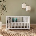 Ver imagem 3 de Quarto Bebê Completo Berço Cômoda Guarda-roupa Fofura Rattan - Branco