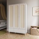 Ver mais imagens de Quarto Bebê Completo Berço Cômoda Guarda-roupa Fofura Rattan - Branco