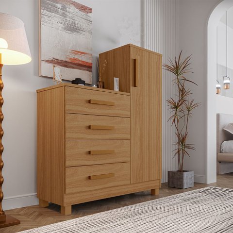 Comoda Adulto Alta para Quarto Versátil Savana Amadeirada