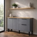 Ver imagem 3 de Balcão Buffet Cozinha com Tampo 114x85x51cm Cisne 120 Cozimax Cinza/jequitiba