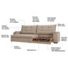Sofá 4 Lugares com Porta Copos Retrátil e Reclinável França Luizzi 2,30m Suede Capuccino - 7