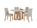 Ver imagem 1 de Conjunto Sala de Jantar Mesa Sintonia 120 Tampo Vidro Maxi Off com 4 Cadeiras Téssera - Lopas Amendo