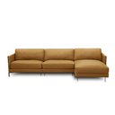 Ver imagem 5 de Sofá Decorativo Karine 6 Lugares Sala de Estar 360cm com Chaise Pés em Aço Couro Caramelo G88 - Gran
