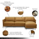 Ver imagem 3 de Sofá Decorativo Karine 6 Lugares Sala de Estar 360cm com Chaise Pés em Aço Couro Caramelo G88 - Gran