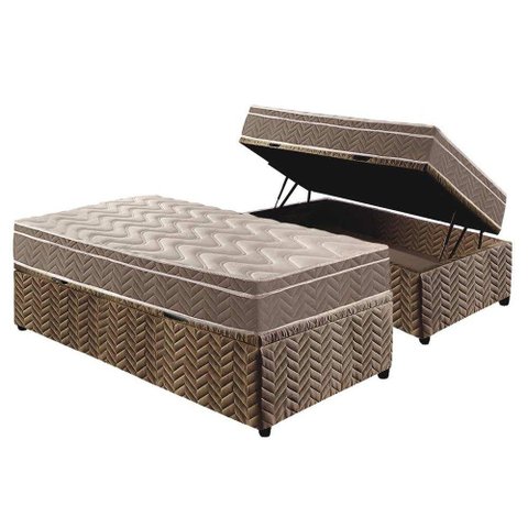 Cama Box Baú Solteiro: Colchão Ortopédico Paropas D33 / Ep Confort Ultra Firme + Base Crc Suede