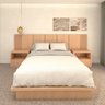 Cama Queen e Cabeceira com 2 Mesas Laterais Mdf sob Medida Cor:carvalho Malva - 1