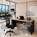 Ver imagem 6 de Conjunto Mesa de Escritório 140x60cm + Cadeira Ergonômica Sistema Syncron Pistão Classe 4 Reclinável